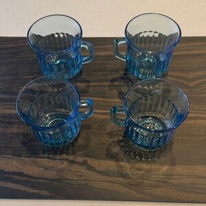 Elegant Blue Glass Mug Set 4qty Mexico ice blue